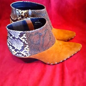 Jeffrey Campbell Brown Suade Snake Skin Booties